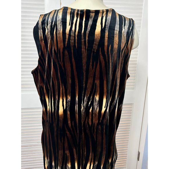 Jostar Brown Black Tiger Print Velvet Sleeveless Maxi Duster OS - Picture 7 of 10